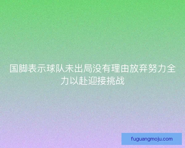 国脚表示球队未出局没有理由放弃努力全力以赴迎接挑战