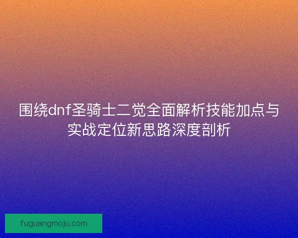 围绕dnf圣骑士二觉全面解析技能加点与实战定位新思路深度剖析